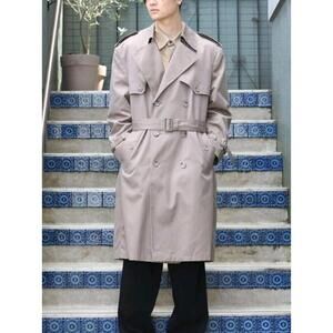 Towne London Fog Green/Gray Double breasted LINED Trench Coat Mens 38 R NEW!